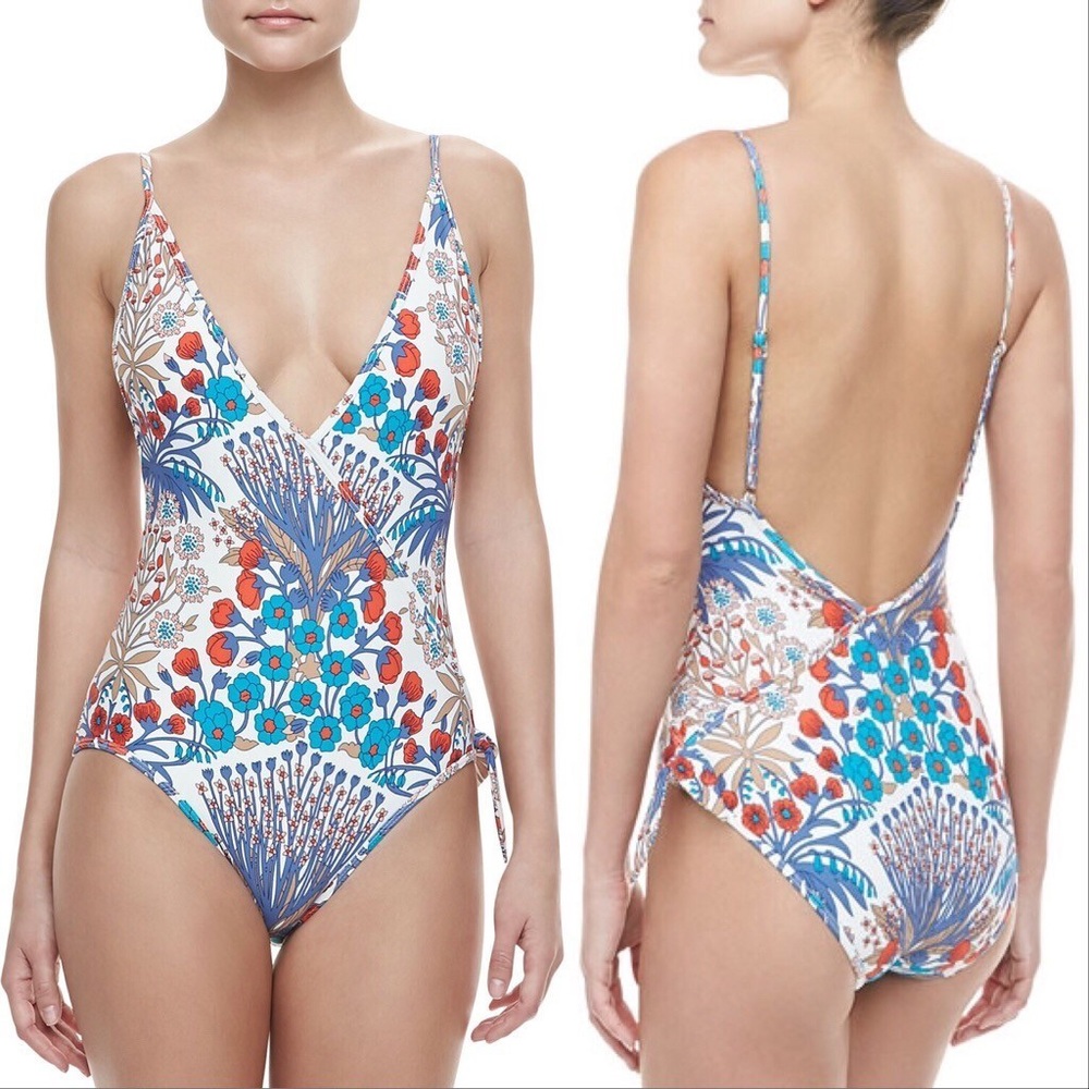 Marc Jacobs Blue Maddy Floral Deep V Swimsuit